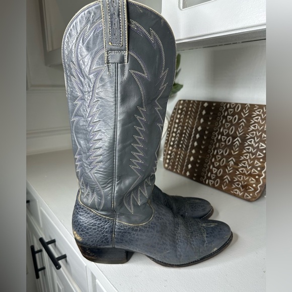 Cristobal Romero Vintage Gray Western Embroidered Cowboy Boots Men's - Size 9 - Picture 5 of 11